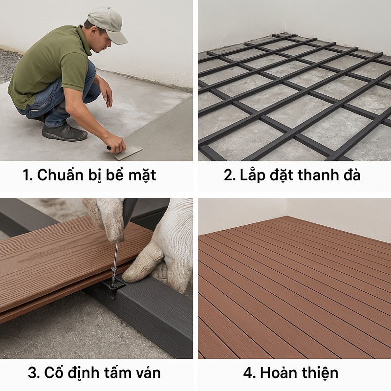 Quy trình thi công gỗ nhựa composite ngoài trời